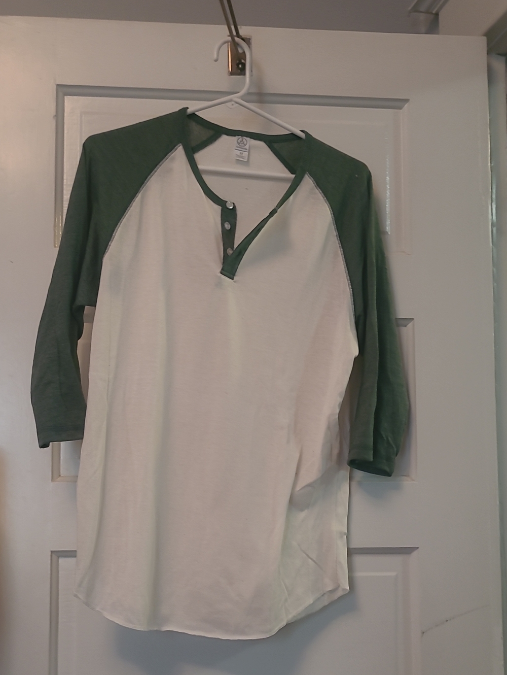 Alternative Green and White Raglan Alternative Apparel Henley